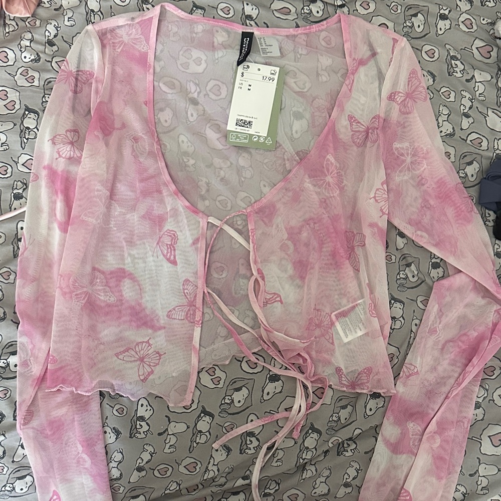 H&M Pink Sheer Butterfly Camisole